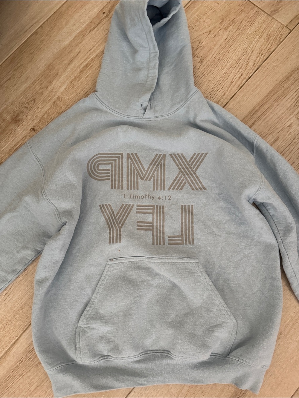 Light Blue Graphic Hoodie Sweatshirt - Unbranded